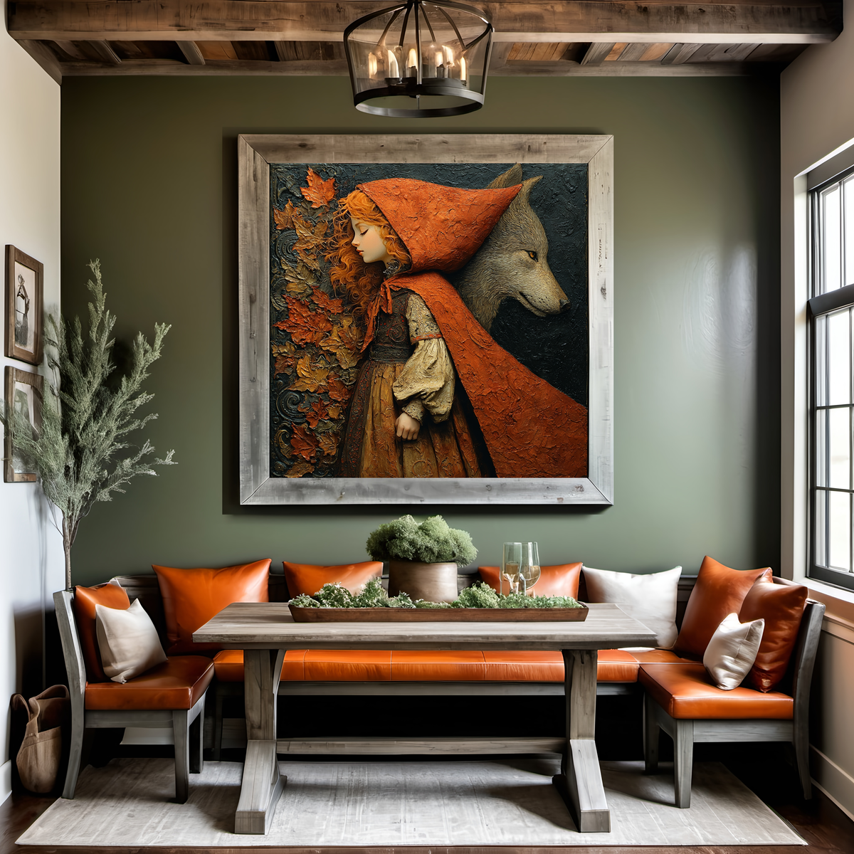 Little Red Riding Hood Wolf Art: Autumn Folklore Storybook Wall Decor (Digital Download)