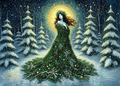 Printable Winter Forest Goddess Sacred Nature Christmas Greeting Card Printable Digital Download