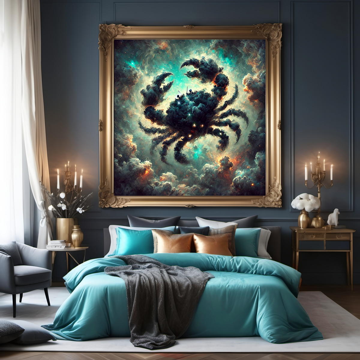 Cancer Zodiac Constellation Crab Celestial Nebula Fantasy Astrology Wall Art (Digital Download)