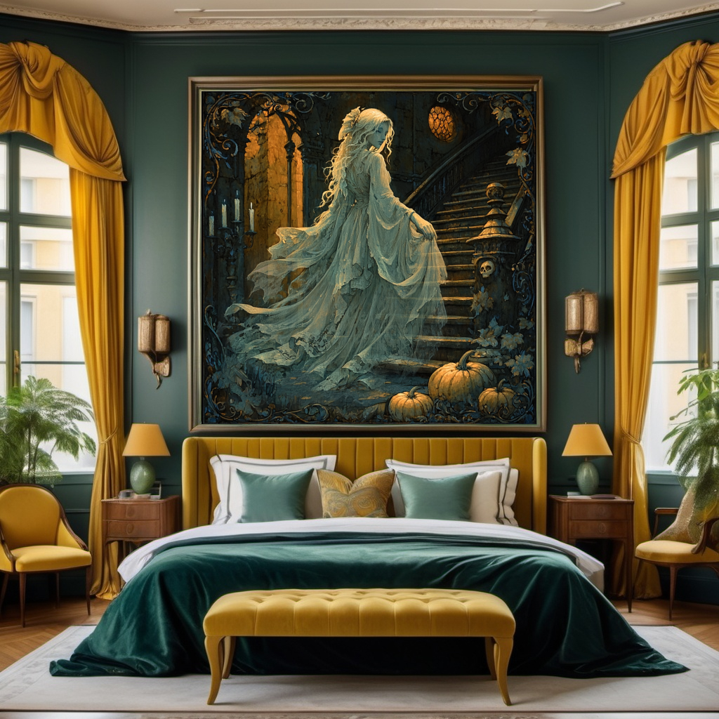 The Lady of Hollow Hall Gothic Ghost Woman Haunted Manor Wall Art (Digital Download)