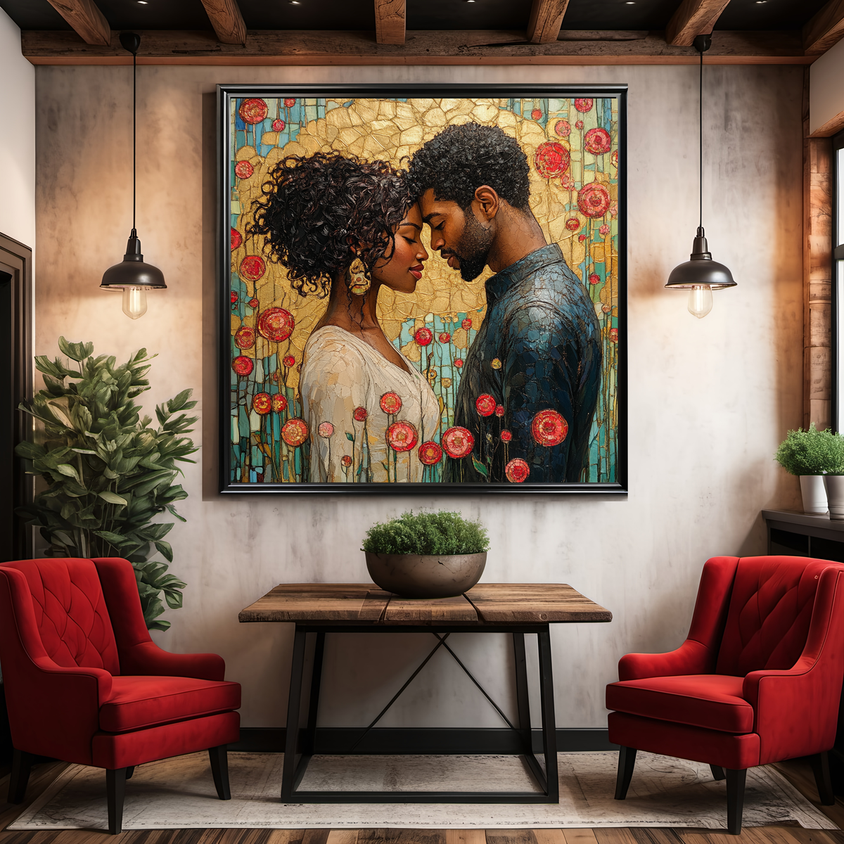 Romantic Couple Oil Painting Print: Love Portrait Wall Decor (Digital Download)