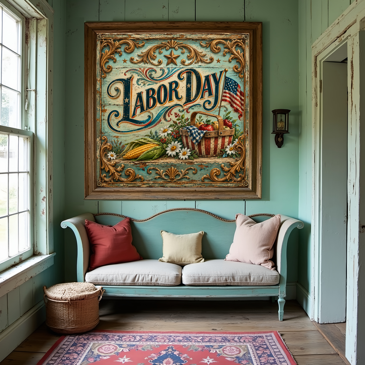Labor Day Sign Vintage Americana Farmhouse Patriotic Country Harvest Decor (Digital Download)
