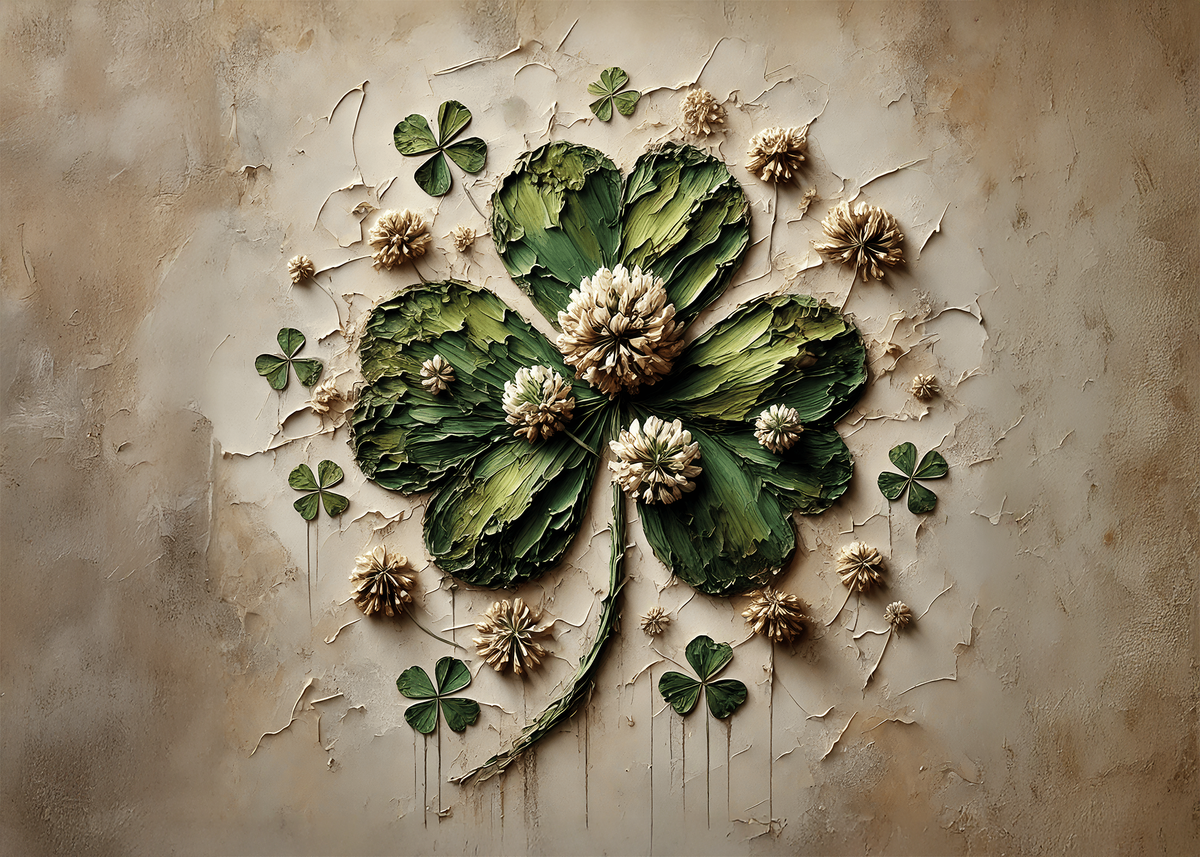 Printable Botanical Clover St Patricks Day Card Vintage Shamrock Art Natural Green Floral Irish Greeting Card Digital Download