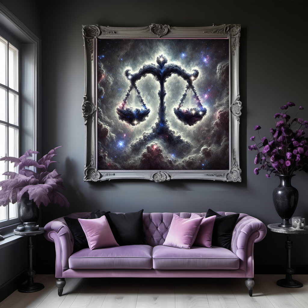 Libra Zodiac Constellation Celestial Scales Fantasy Astrology Wall Art Cosmic Balance Artwork (Digital Download)
