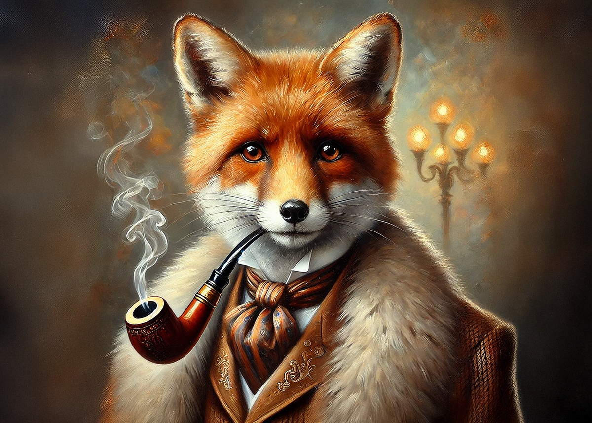 Printable Dignified Red Fox Gentleman Card: Whimsical Anthropomorphic Fox Art Vintage Style Greeting Card Digital Download