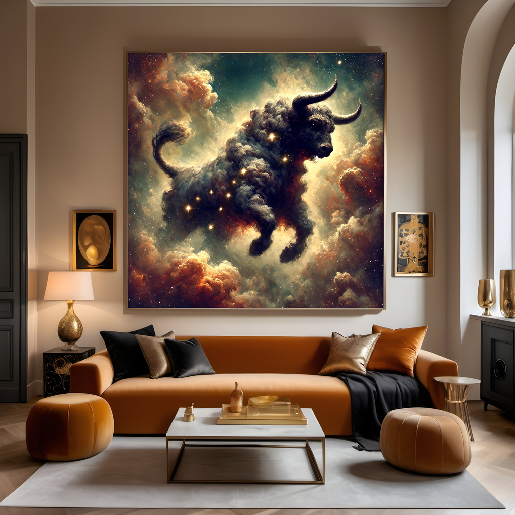 Taurus Strength of the Cosmos Celestial Bull Zodiac Astrology Fantasy Wall Art (Digital Download)
