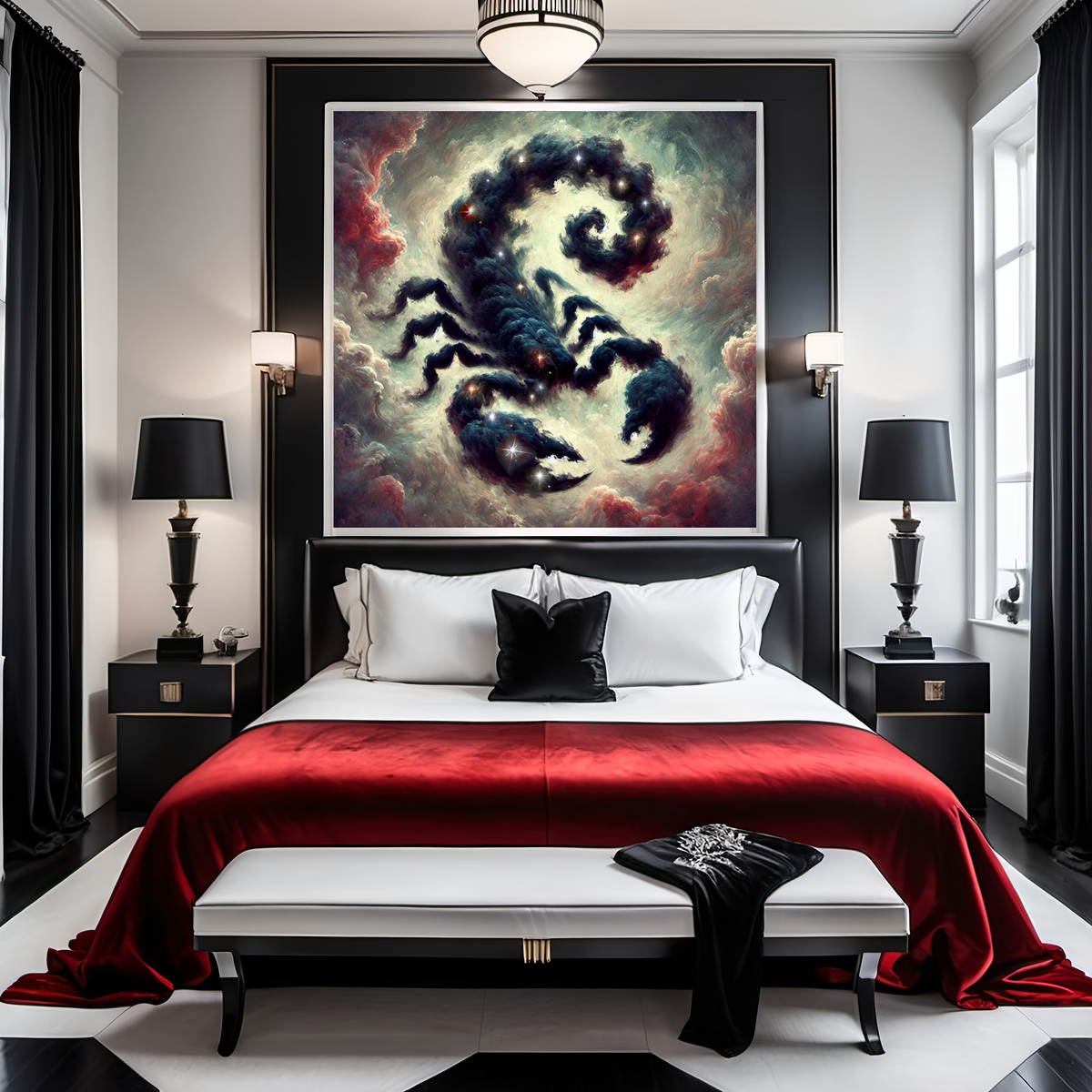 Scorpio Zodiac Constellation Celestial Scorpion Fantasy Astrology Wall Art Cosmic Nebula Painting (Digital Download)