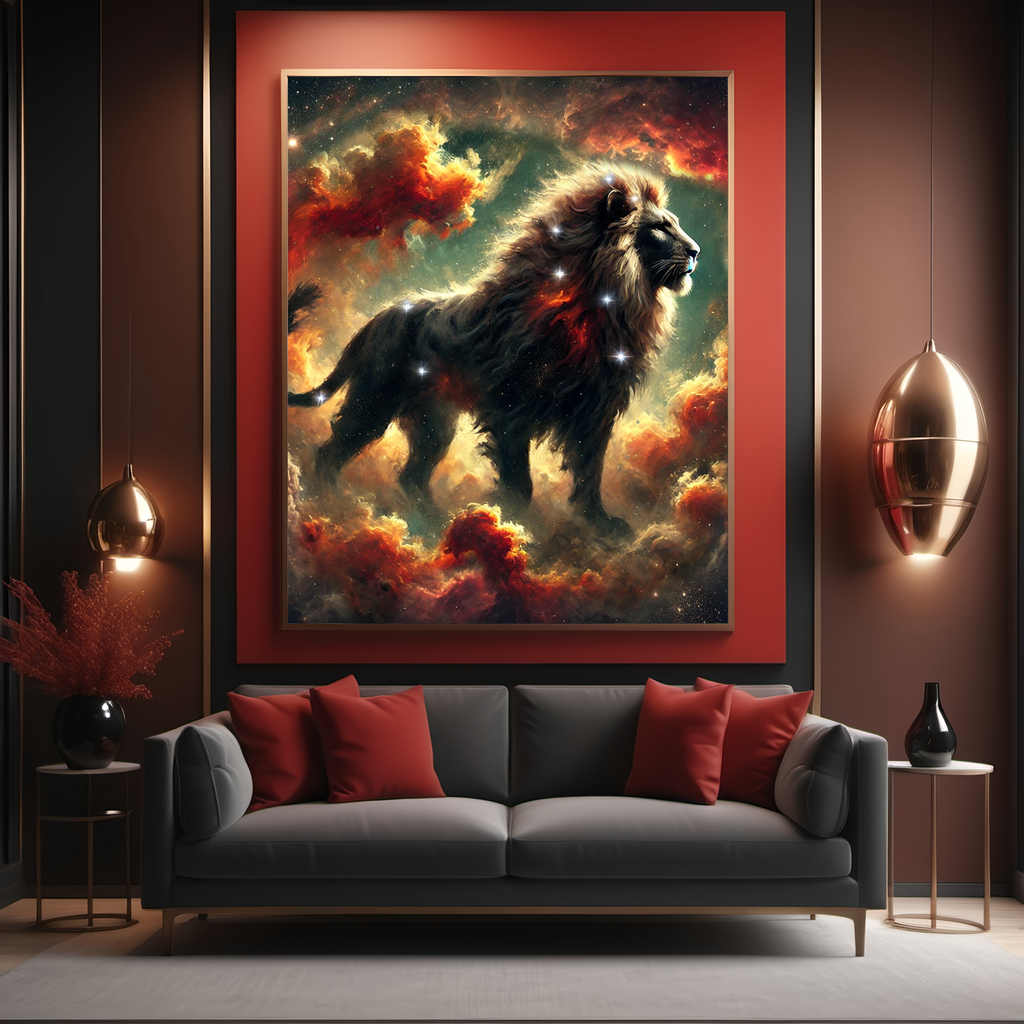 Leo Zodiac Constellation Lion Celestial Nebula Fantasy Astrology Wall Art (Digital Download)