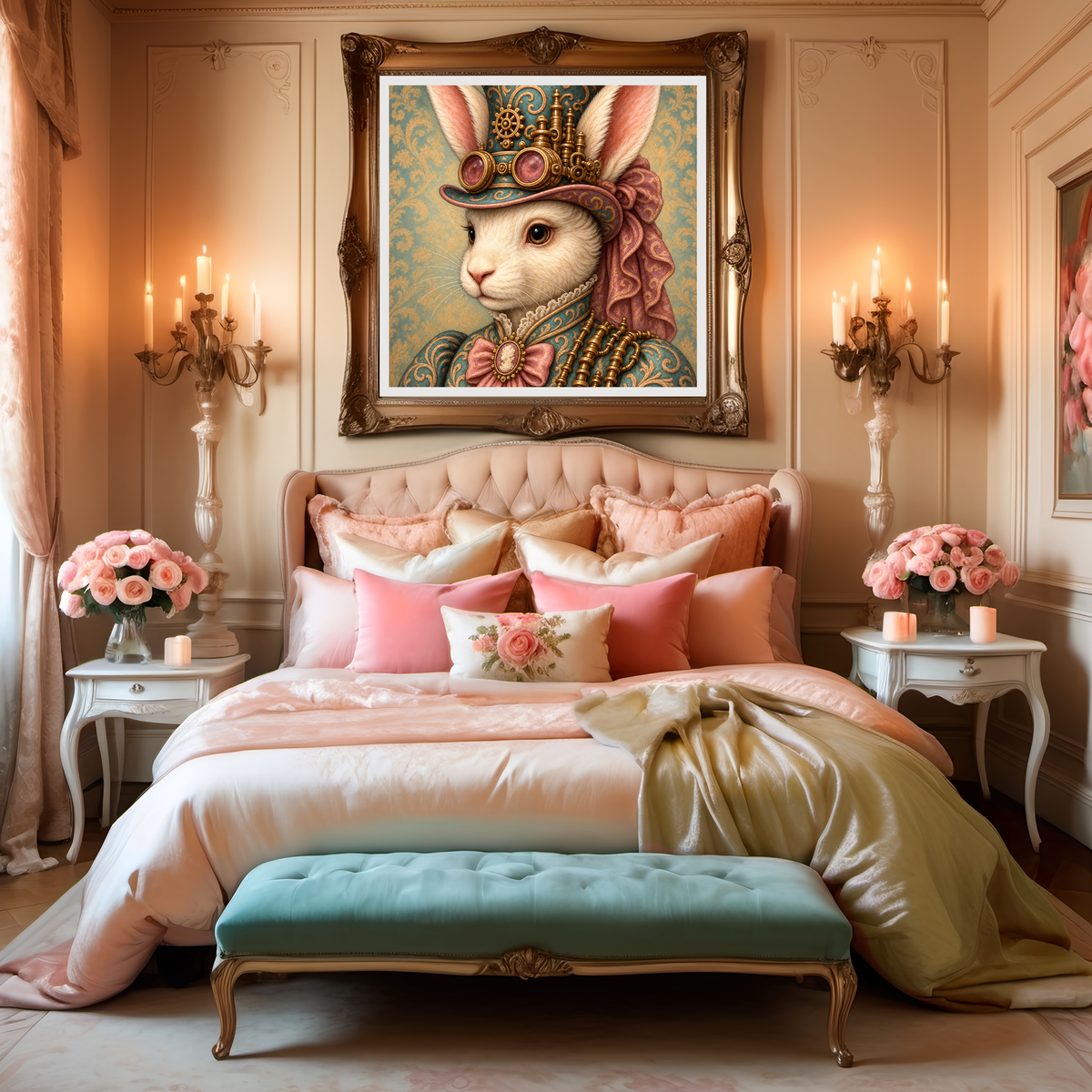 Steampunk Rabbit Lady Portrait: Victorian Bunny Art Print (Digital Download)