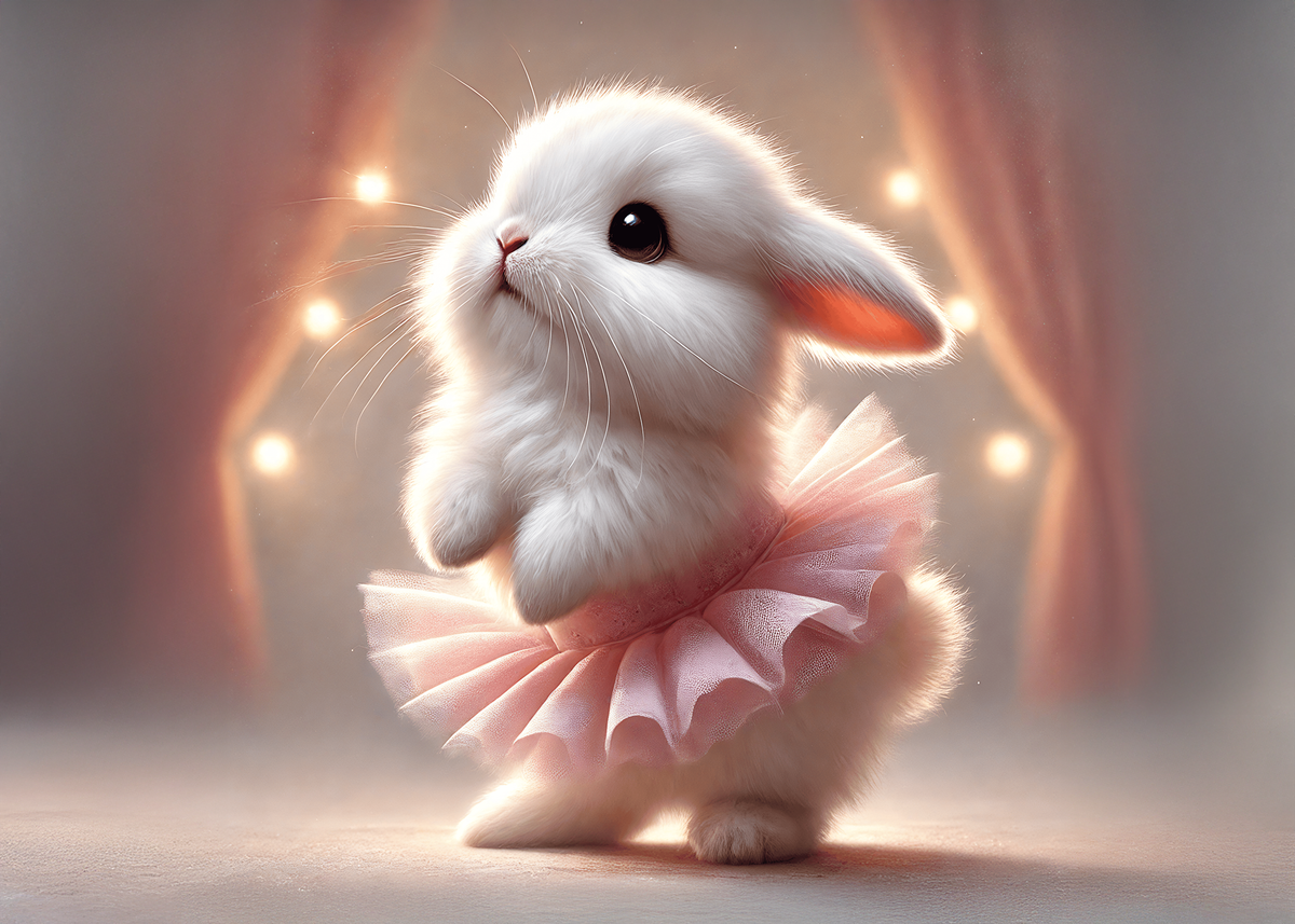 Printable Ballet Bunny Easter Greeting Card Whimsical Spring Rabbit Art Cute Easter Card Digital Download