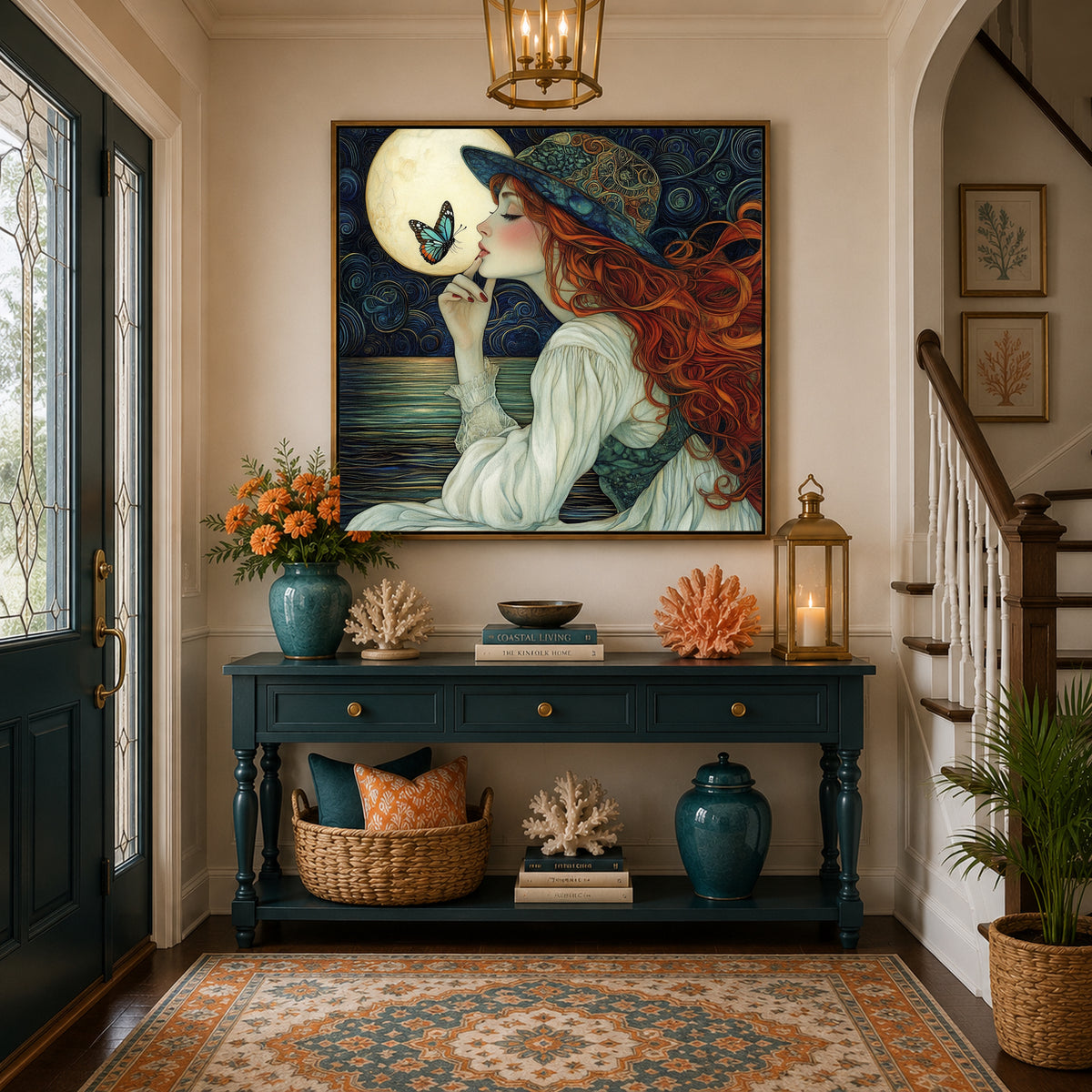A Butterfly's Secret Moon Butterfly Fantasy Woman Cottagecore Wall Art Digital Download