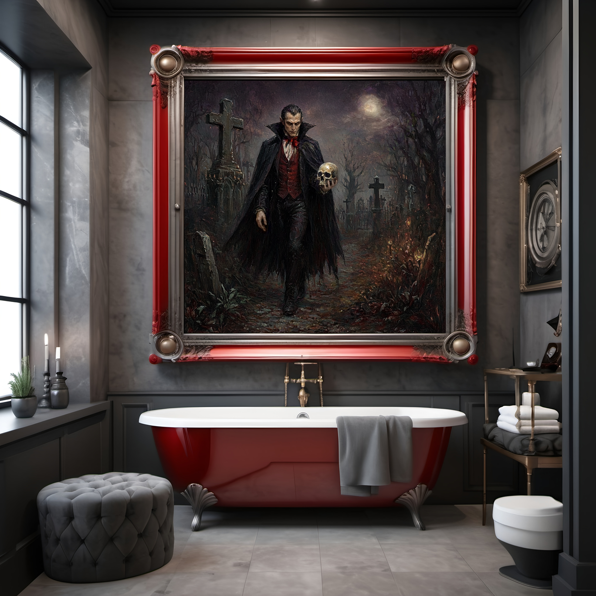 The Keeper of Bones Gothic Vampire Cemetery Wall Art (Digital Download)
