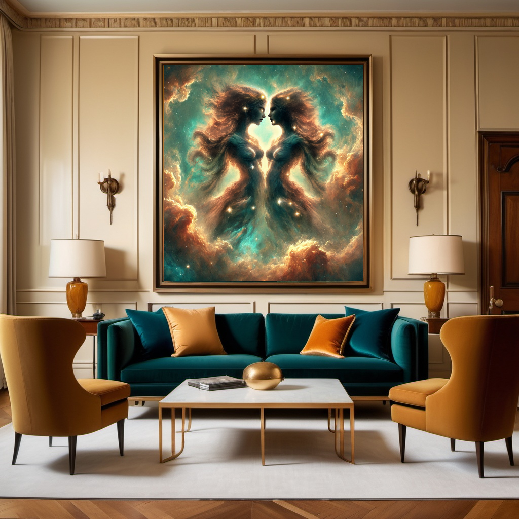 Gemini Celestial Reflections Zodiac Twins Constellation Astrology Fantasy Wall Art (Digital Download)