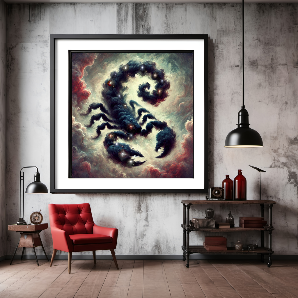 Scorpio Zodiac Constellation Celestial Scorpion Fantasy Astrology Wall Art Cosmic Nebula Painting (Digital Download)