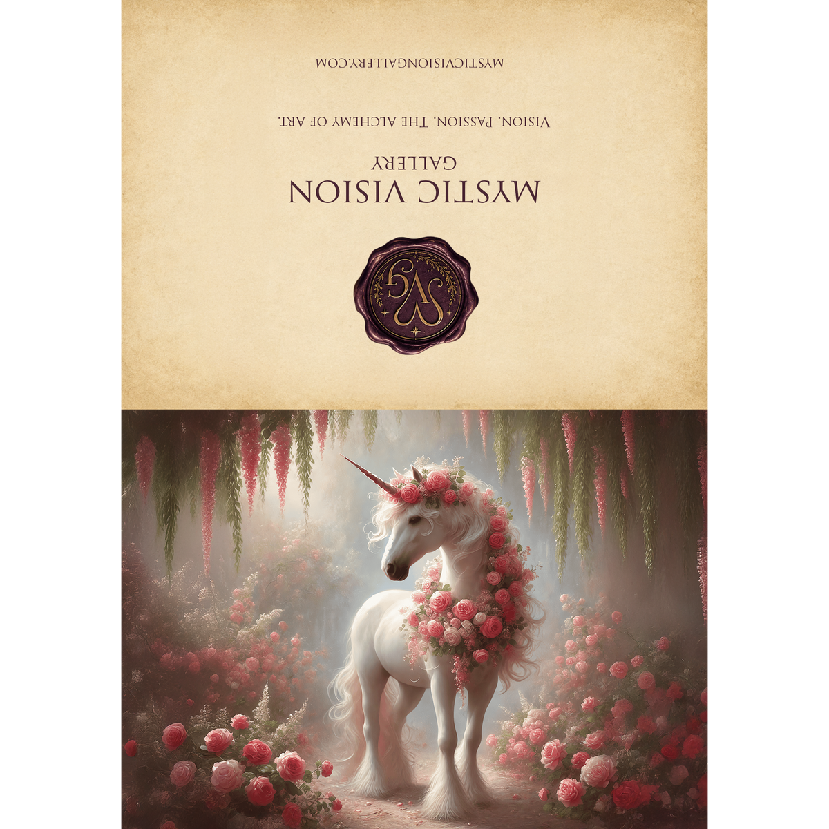 Printable Rose Adorned Unicorn Valentine’s Day Card Romantic Fantasy Love Art Digital Download