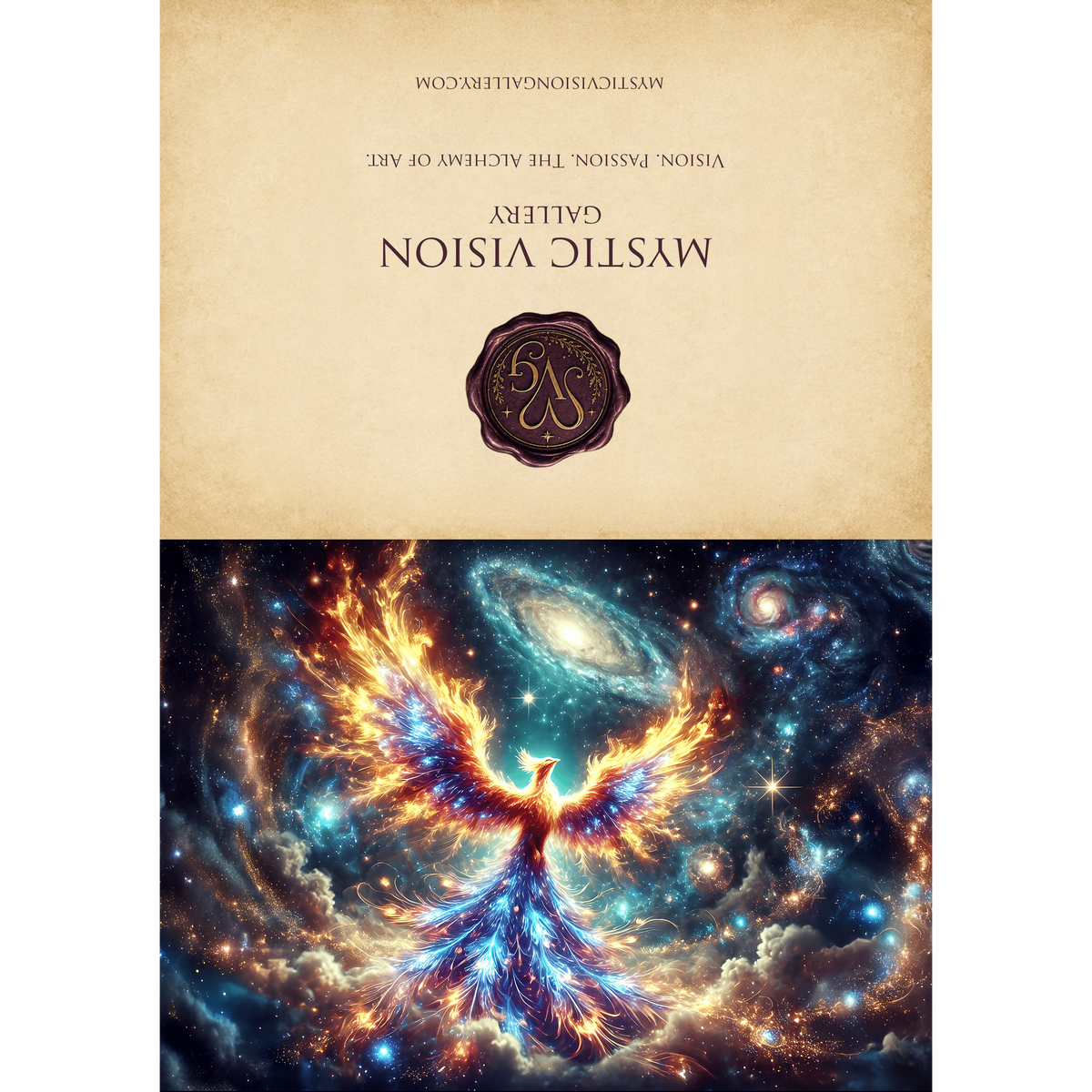 Phoenix Rising Card: Celestial Rebirth Art, Encouragement (Digital Download)