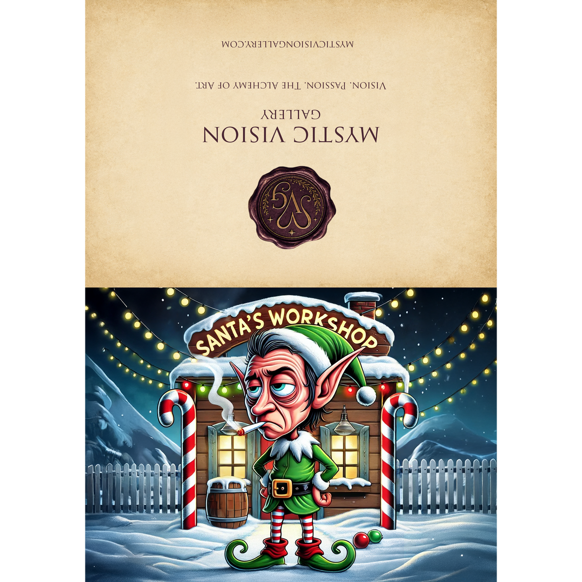Printable Not So Merry Overtime Card Funny Christmas Elf Santa Workshop Humor Holiday Greeting Card Digital Download 5x7