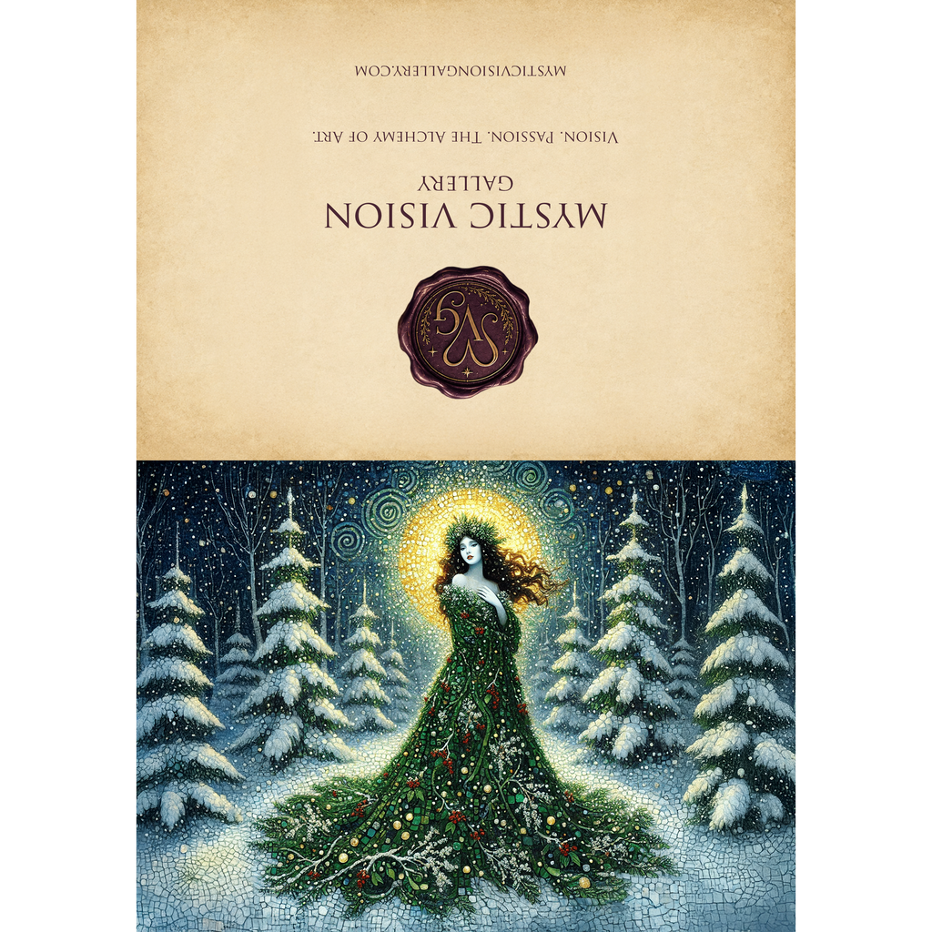 Printable Winter Forest Goddess Sacred Nature Christmas Greeting Card Printable Digital Download