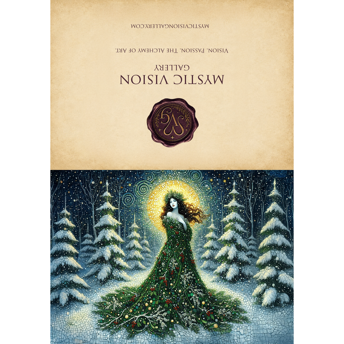 Printable Winter Forest Goddess Sacred Nature Christmas Greeting Card Printable Digital Download
