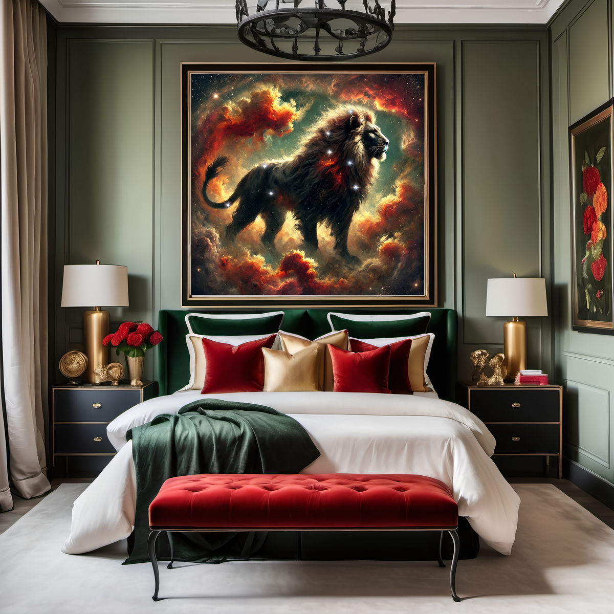 Leo Zodiac Constellation Lion Celestial Nebula Fantasy Astrology Wall Art (Digital Download)