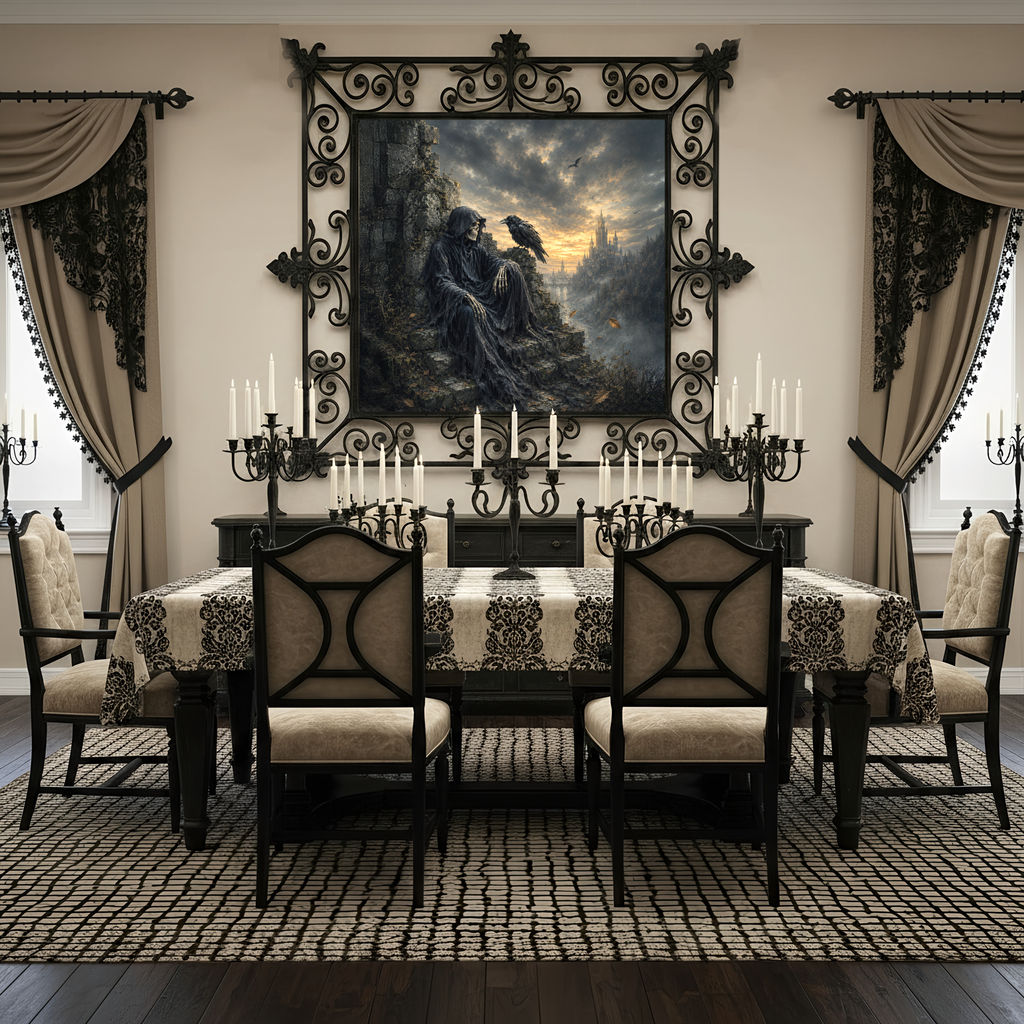 Grim Reaper Raven Art Gothic Castle Dark Fantasy Halloween Wall Decor (Digital Download)