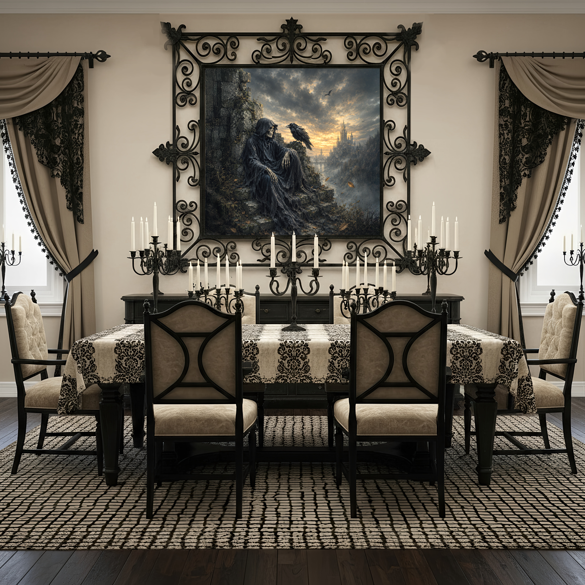 Grim Reaper Raven Art Gothic Castle Dark Fantasy Halloween Wall Decor (Digital Download)