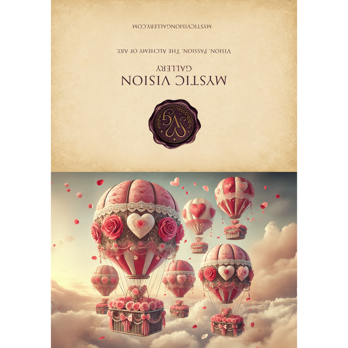 Printable Vintage Valentine Hot Air Balloons Romantic Love Art Valentine’s Day Card Digital Download