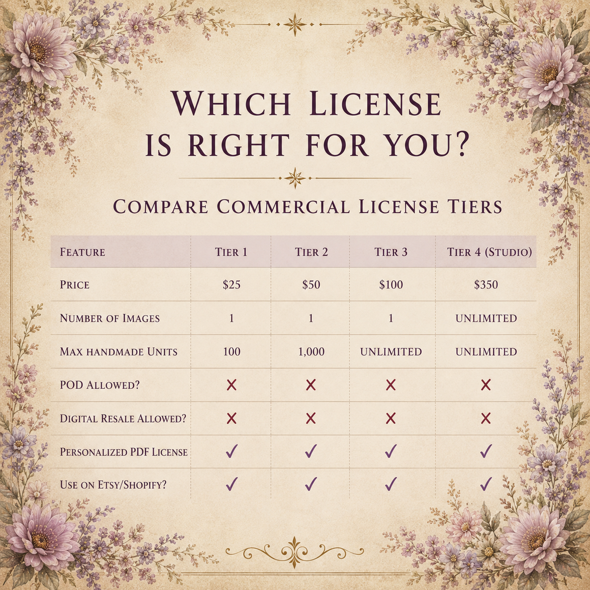 Commercial License Tier1: Mystic Vision Gallery, 1 Image, 100 Units (PDF)