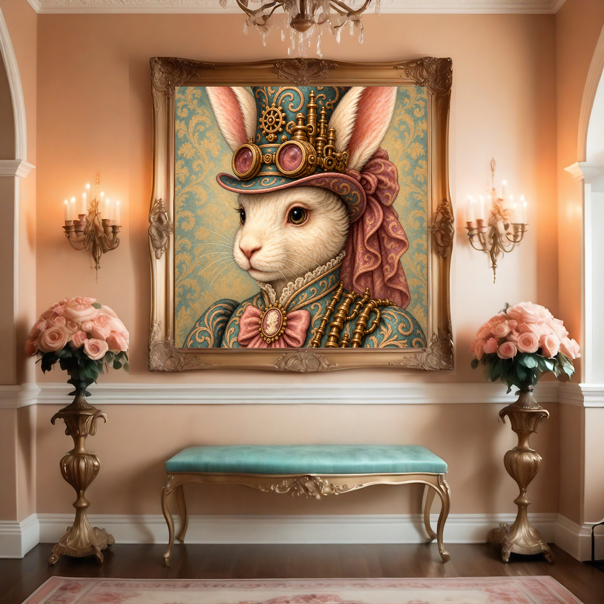Steampunk Rabbit Lady Portrait: Victorian Bunny Art Print (Digital Download)