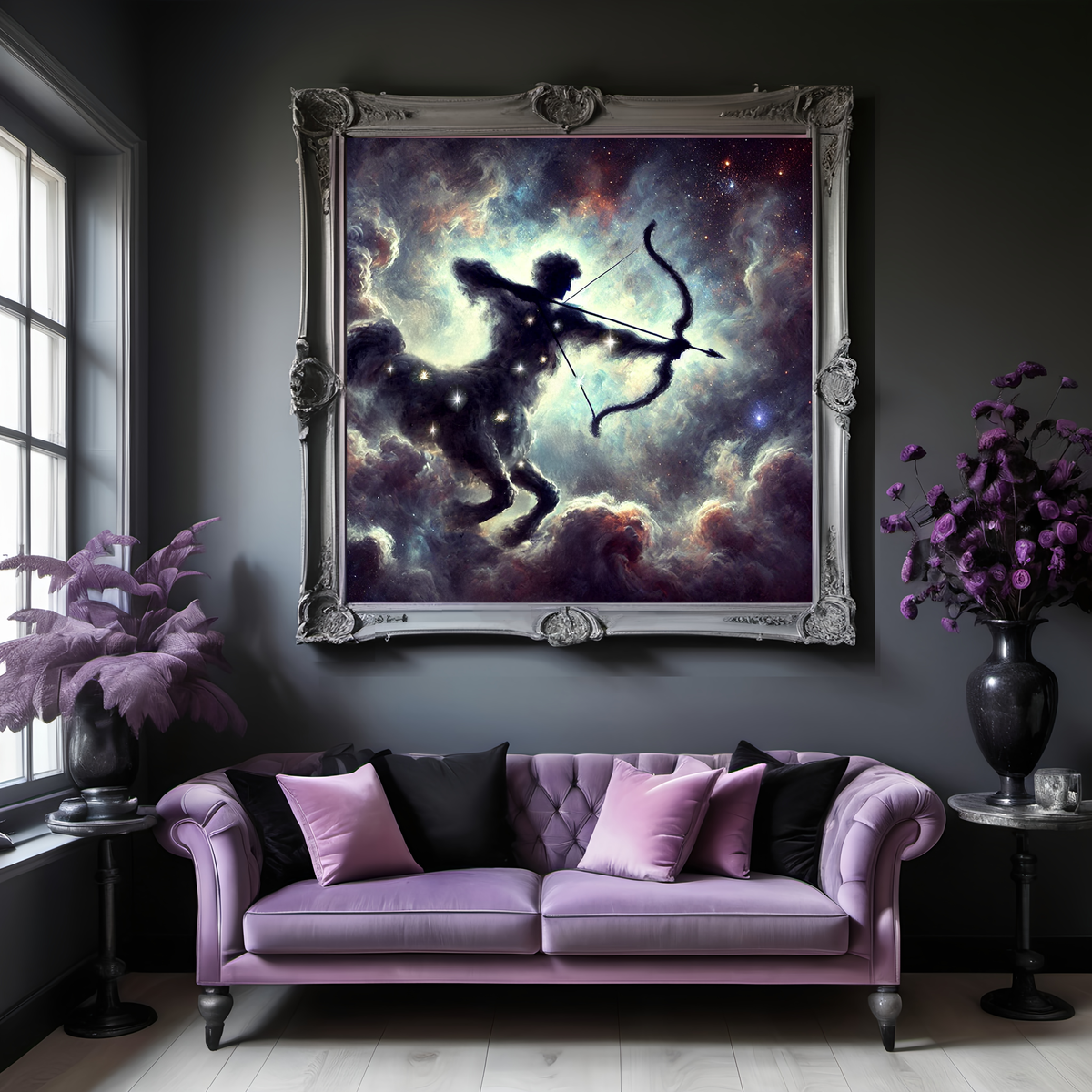 Sagittarius Zodiac Constellation Celestial Centaur Archer Fantasy Astrology Wall Art Cosmic Painting (Digital Download)