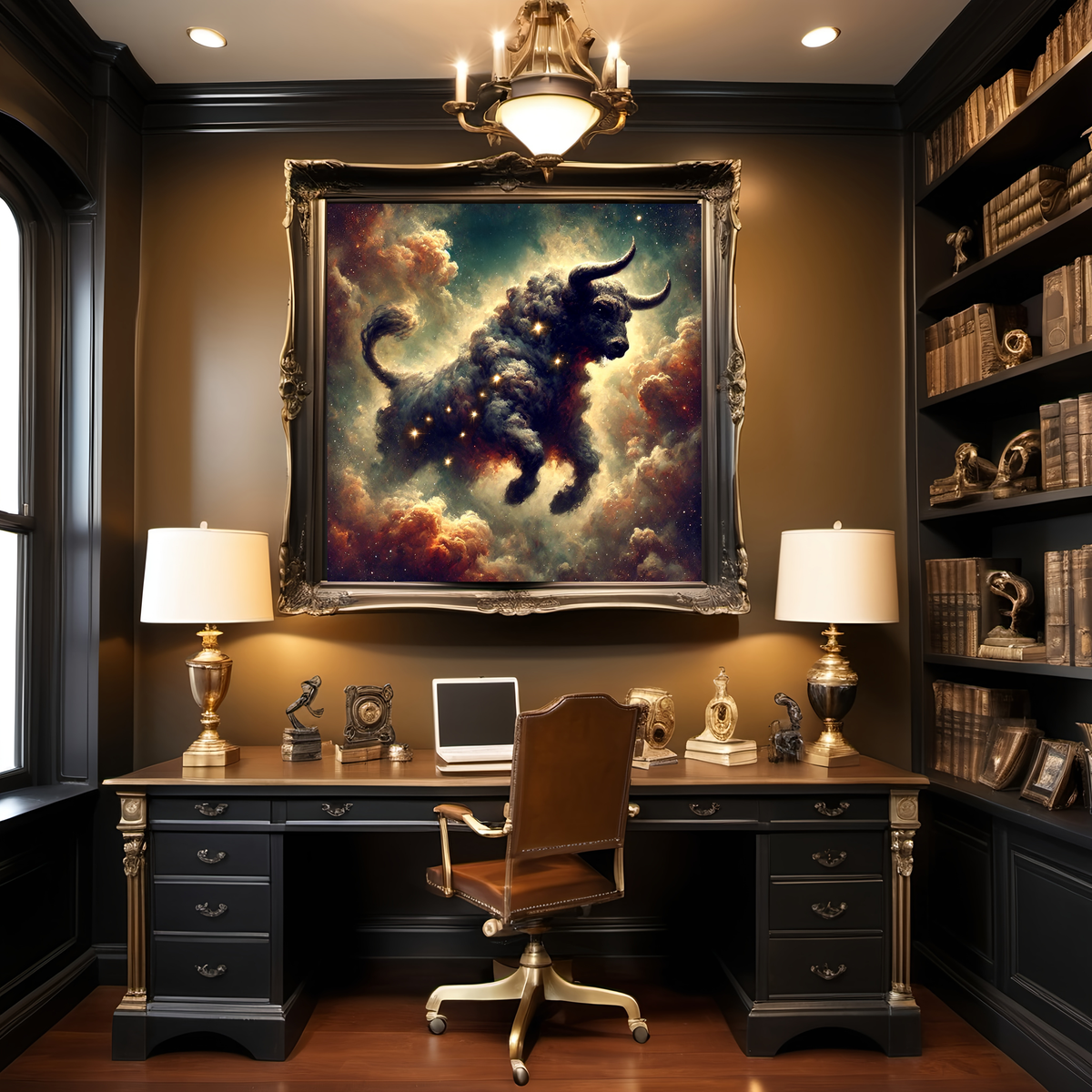 Taurus Strength of the Cosmos Celestial Bull Zodiac Astrology Fantasy Wall Art (Digital Download)