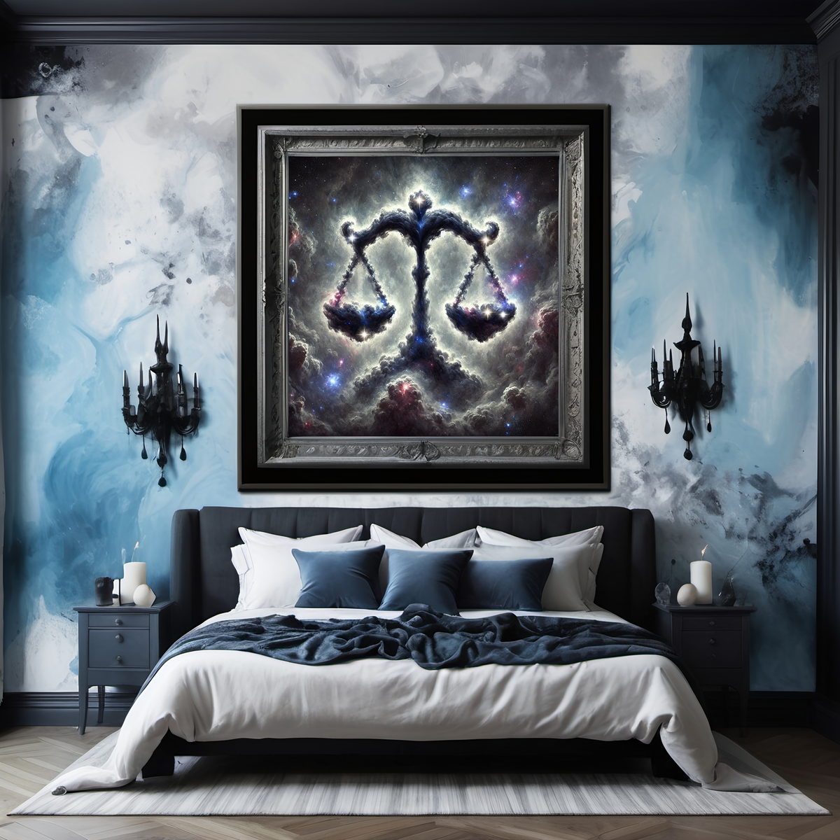 Libra Zodiac Constellation Celestial Scales Fantasy Astrology Wall Art Cosmic Balance Artwork (Digital Download)