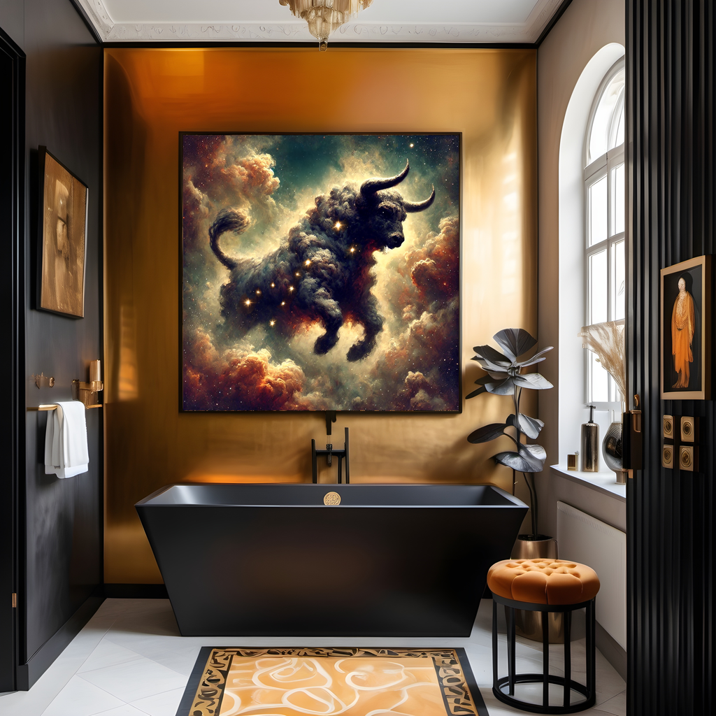 Taurus Strength of the Cosmos Celestial Bull Zodiac Astrology Fantasy Wall Art (Digital Download)