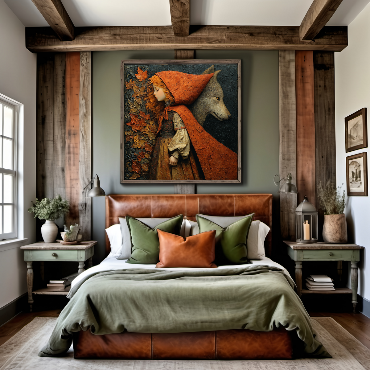Little Red Riding Hood Wolf Art: Autumn Folklore Storybook Wall Decor (Digital Download)