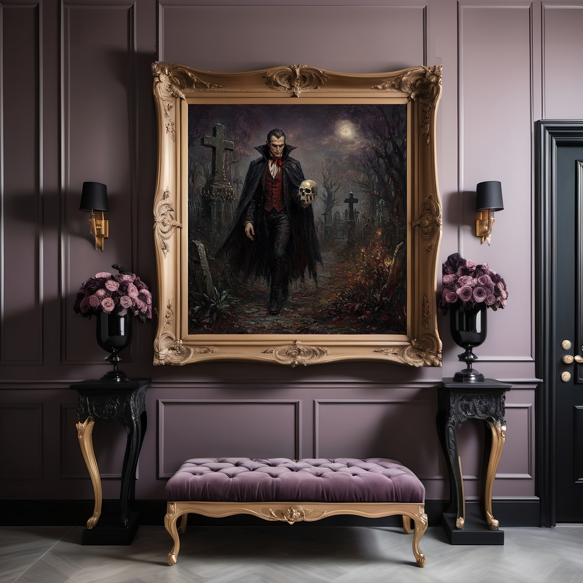 The Keeper of Bones Gothic Vampire Cemetery Wall Art (Digital Download)