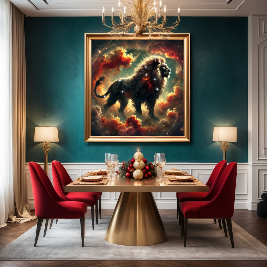 Leo Zodiac Constellation Lion Celestial Nebula Fantasy Astrology Wall Art (Digital Download)