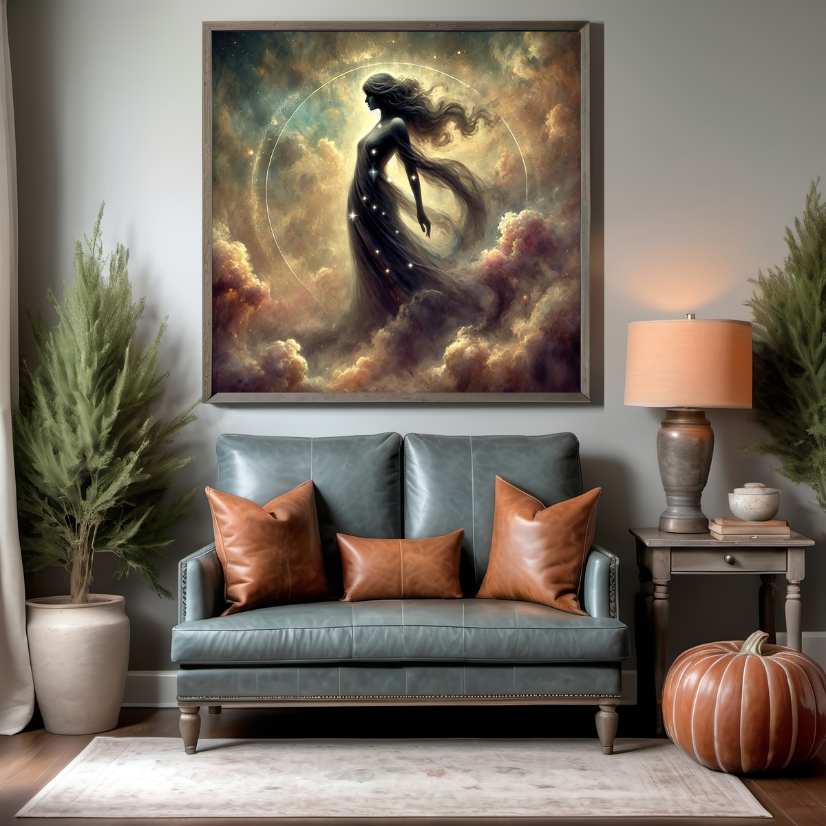 Virgo Zodiac Celestial Maiden Fantasy Constellation Wall Art Astrology Star Sign Artwork (Digital Download)