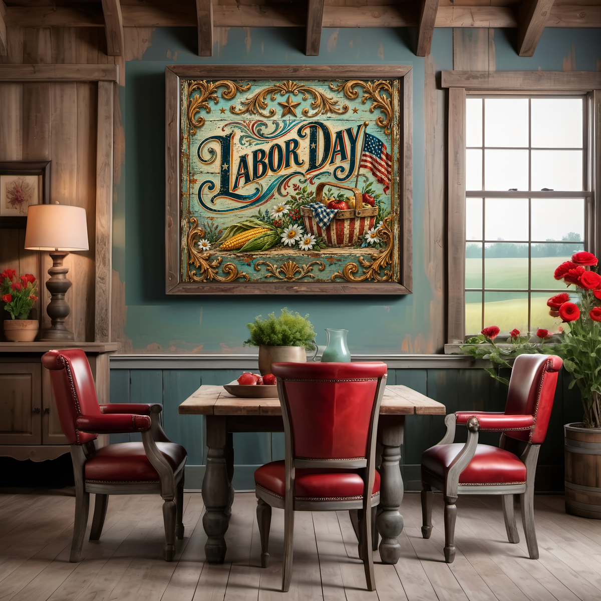 Labor Day Sign Vintage Americana Farmhouse Patriotic Country Harvest Decor (Digital Download)