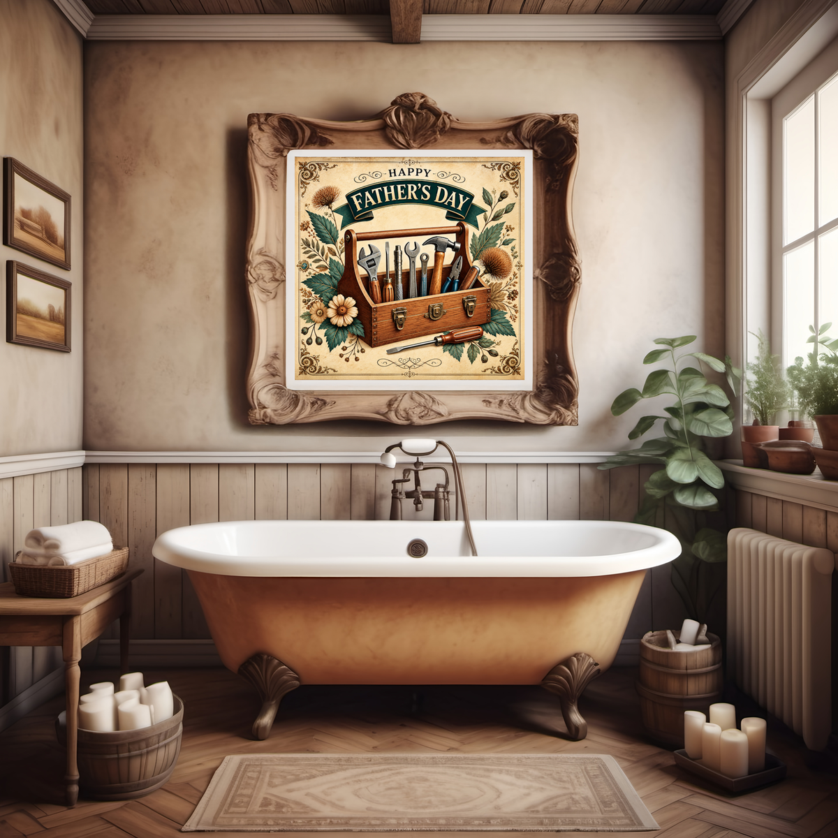 Vintage Father's Day Toolbox Sign: Floral Rustic Wall Art (Digital Download)