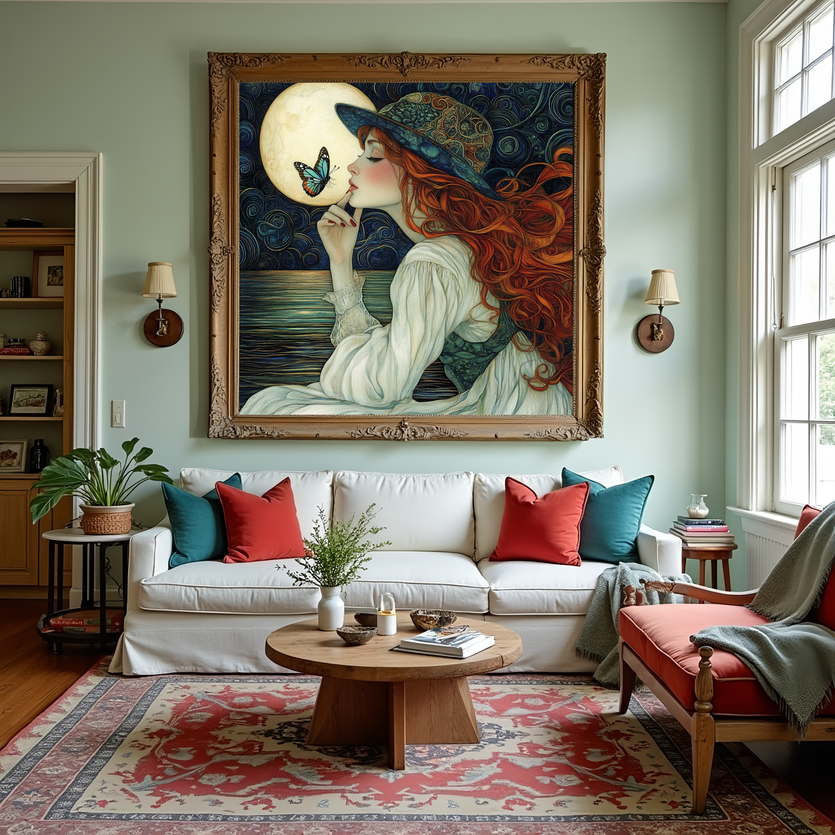 A Butterfly's Secret Moon Butterfly Fantasy Woman Cottagecore Wall Art Digital Download
