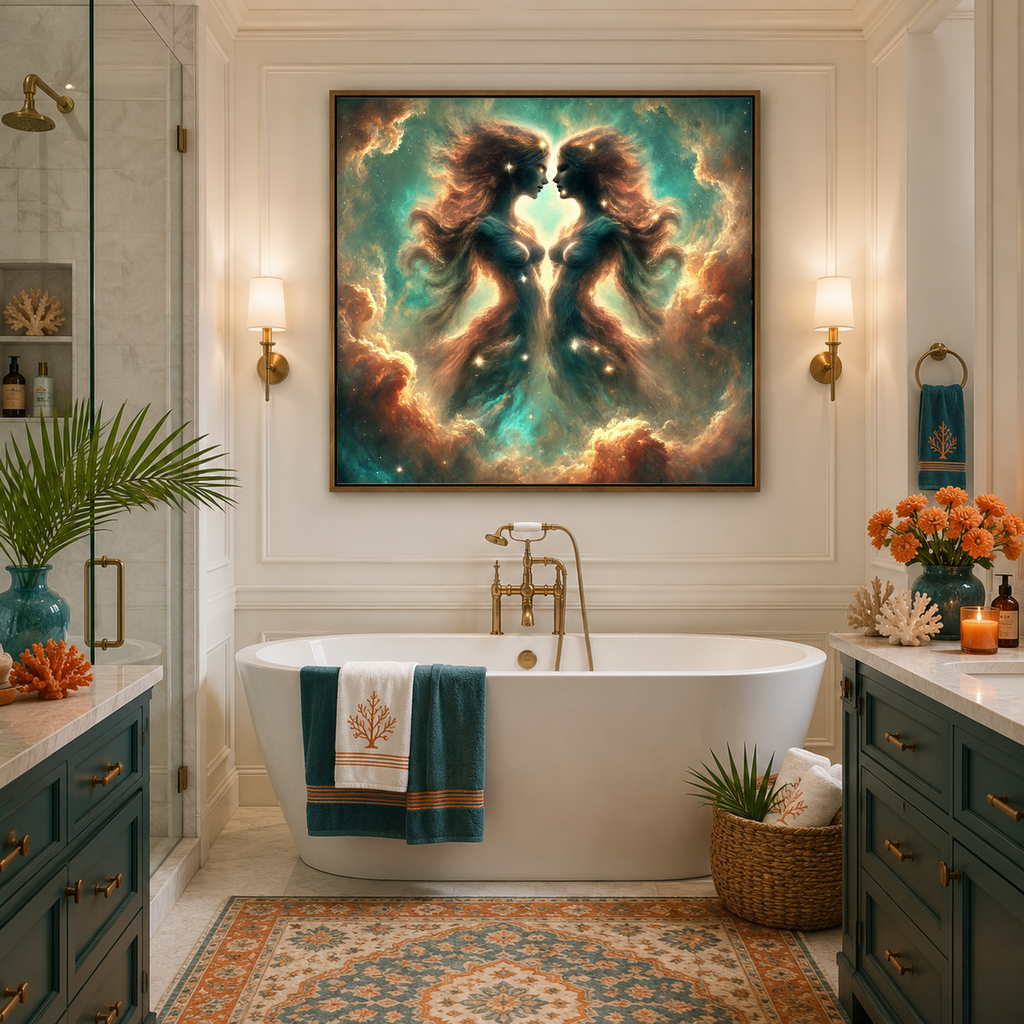 Gemini Celestial Reflections Zodiac Twins Constellation Astrology Fantasy Wall Art (Digital Download)