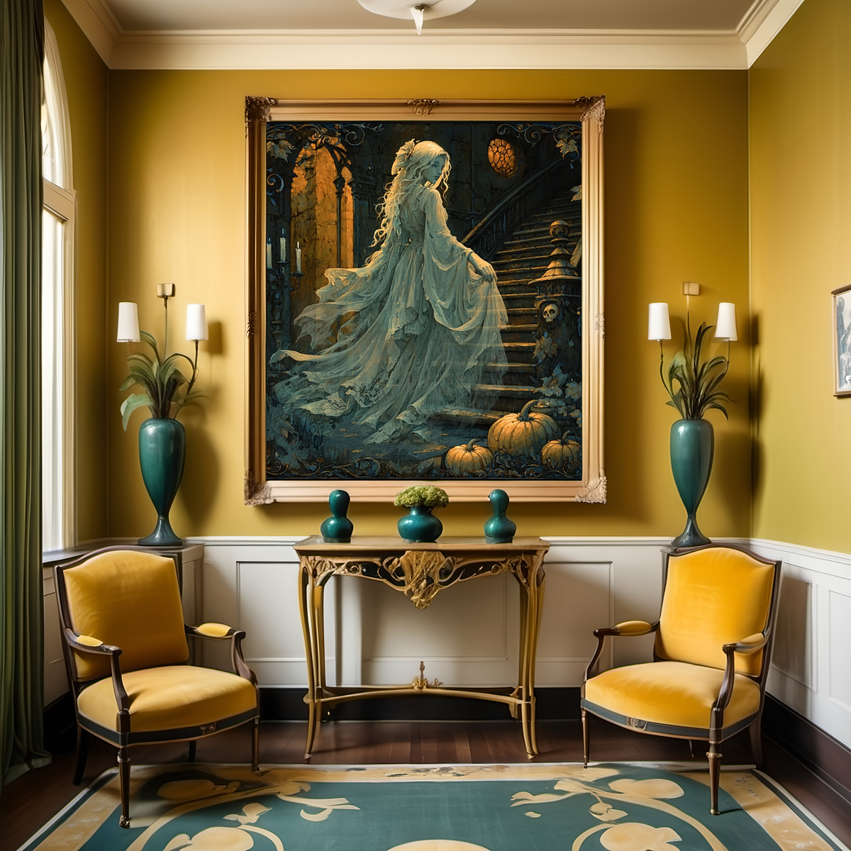 The Lady of Hollow Hall Gothic Ghost Woman Haunted Manor Wall Art (Digital Download)