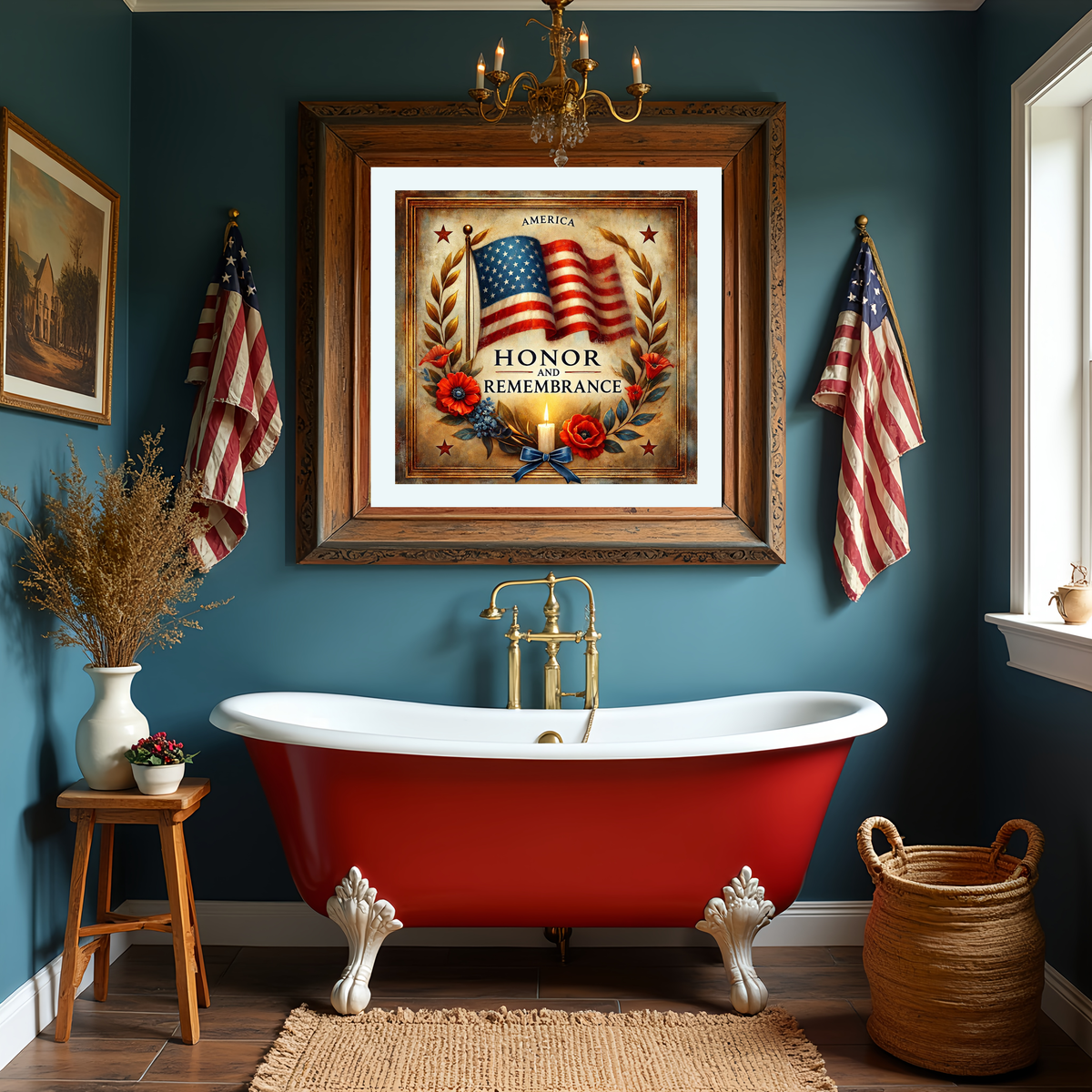 Honor and Remembrance Veterans Day Print: Patriotic American Wall Art (Digital Download 40x40 inches)