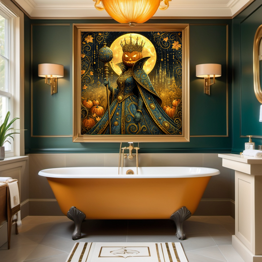 The Harvest Sovereign Art Nouveau Halloween Wall Art, Gothic Fantasy Autumn Decor (Digital Download)