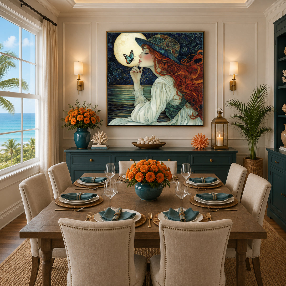 A Butterfly's Secret Moon Butterfly Fantasy Woman Cottagecore Wall Art Digital Download