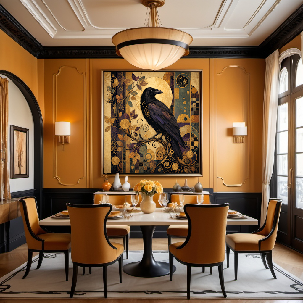 The Gilded Raven Art Nouveau Gothic Bird Autumn Wall Art (Digital Download)