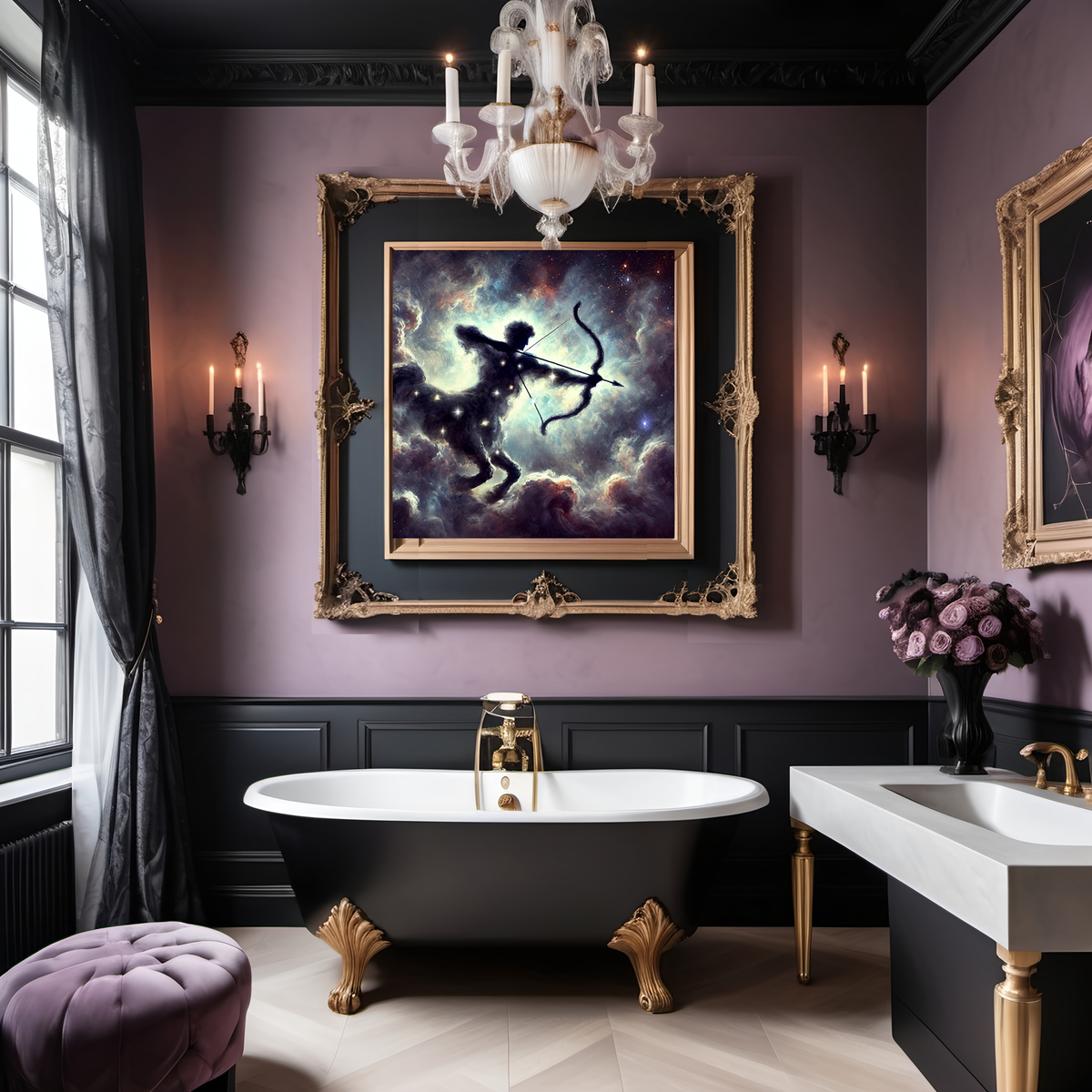 Sagittarius Zodiac Constellation Celestial Centaur Archer Fantasy Astrology Wall Art Cosmic Painting (Digital Download)