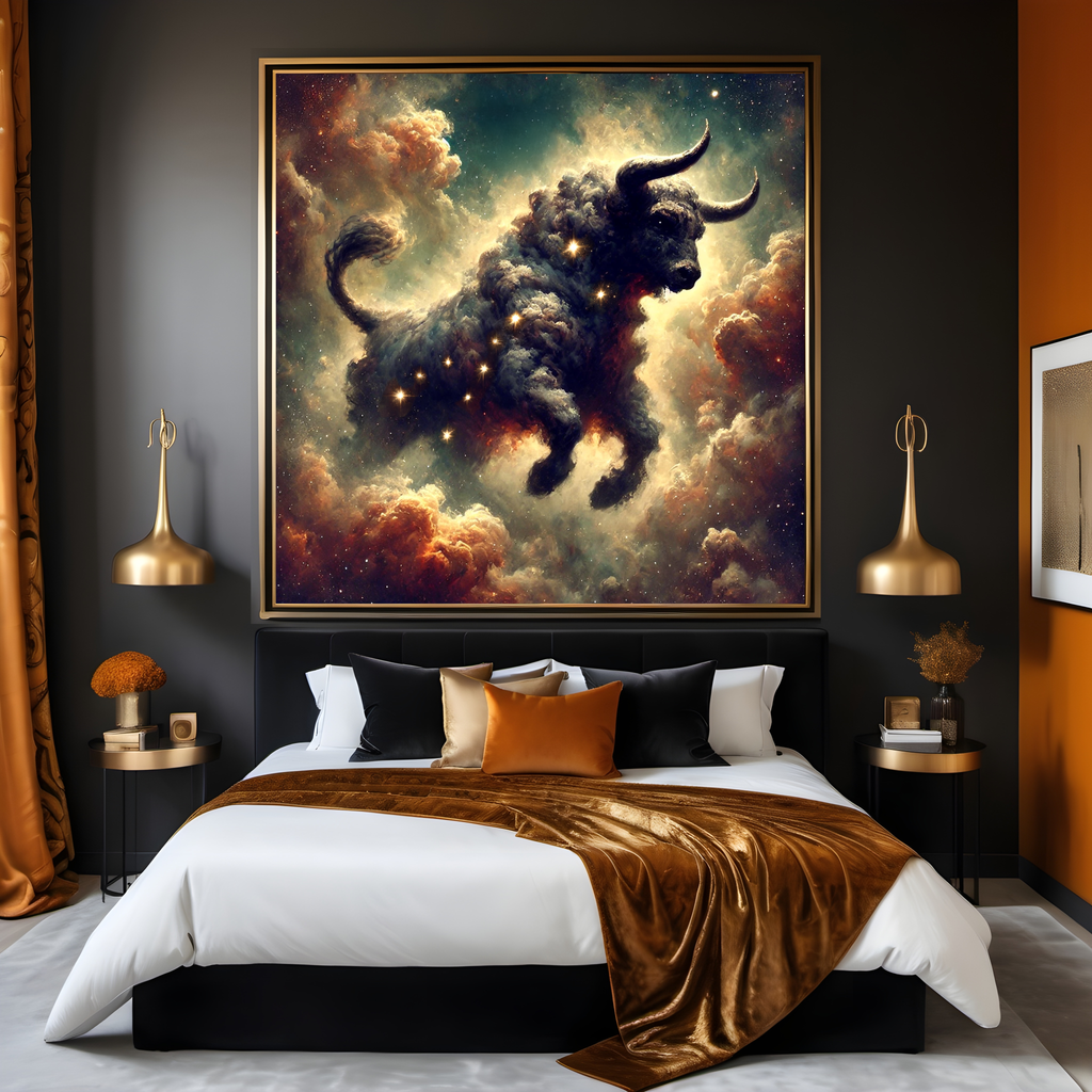 Taurus Strength of the Cosmos Celestial Bull Zodiac Astrology Fantasy Wall Art (Digital Download)