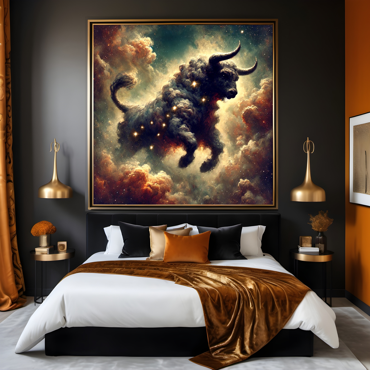 Taurus Strength of the Cosmos Celestial Bull Zodiac Astrology Fantasy Wall Art (Digital Download)