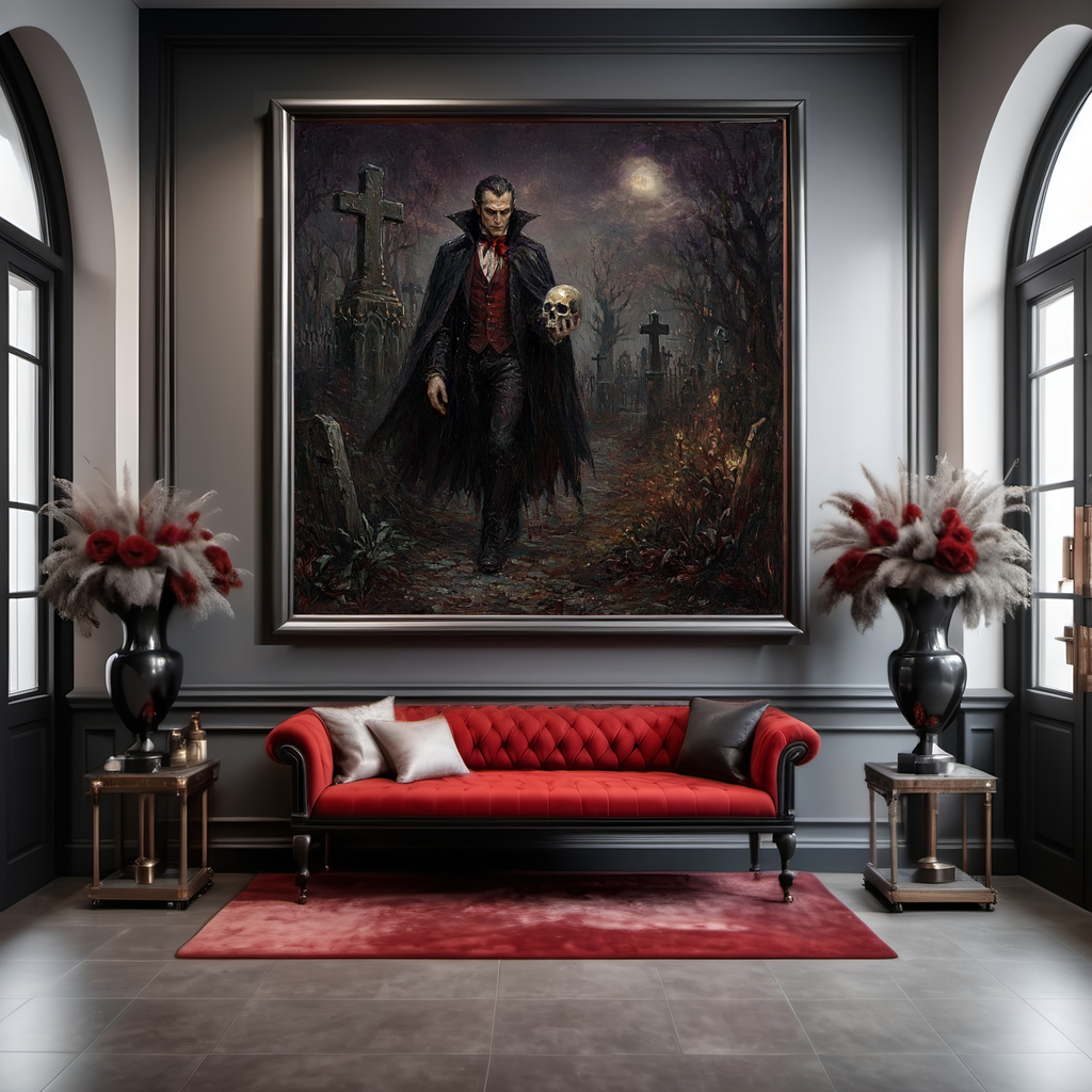 The Keeper of Bones Gothic Vampire Cemetery Wall Art (Digital Download)